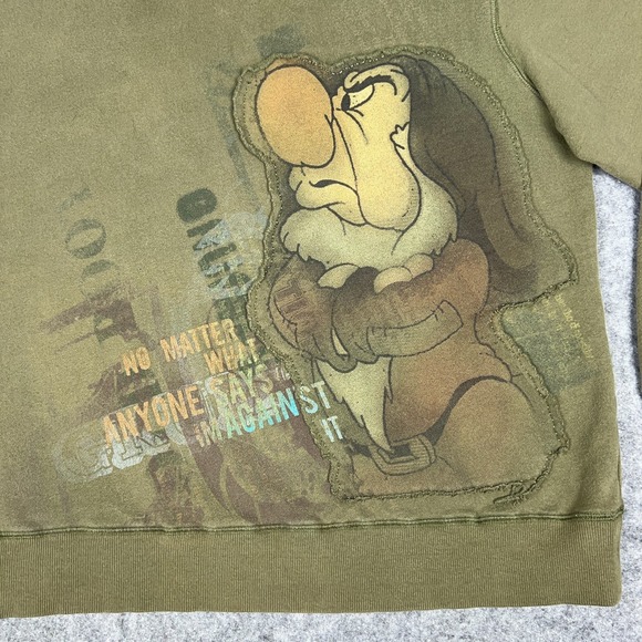Disney Sweater Women Large Green Store Exclusive Grumpy Cutout Fleece Sweatshirt - Picture 5 of 10